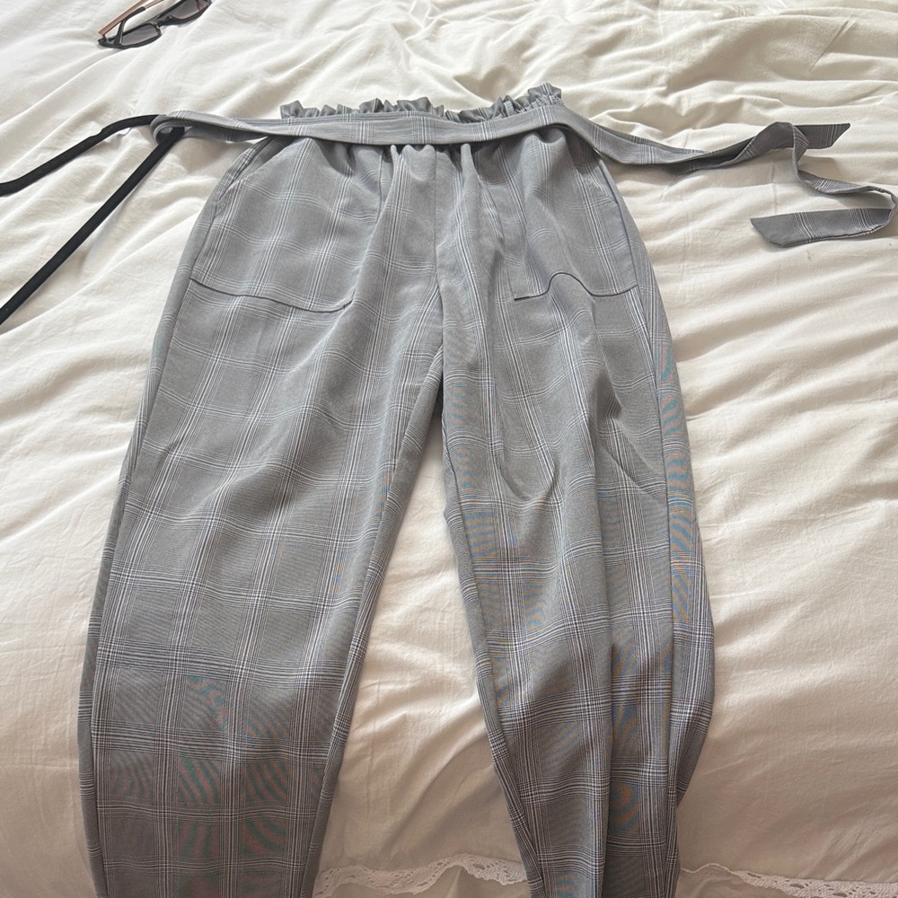 SHEIN Black and White Plaid Pants